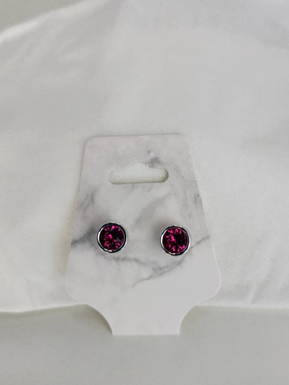 Touchstone Crystal Fuscia Pink Stud Earrings